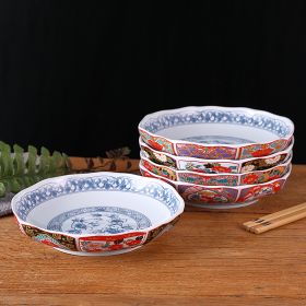 Japanese Ceramic Soup Plate Court Painting Retro Nostalgia (Option: 8inch lotus dish 4pcs)