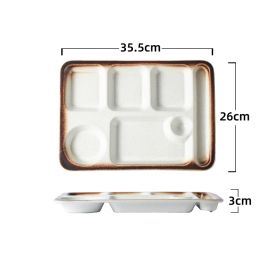Ceramic Plate Division Grid Plate Multi Grid Household (Option: 7grids Mocha)