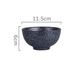 Household Underglaze Hand Painted Ceramic Rice Bowl (Option: Black color-4.5inches)