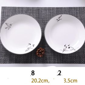Bone China Dish Deep Plate Shallow Creative European Style (Option: Stroke plate-8inch Deep Dish X2)